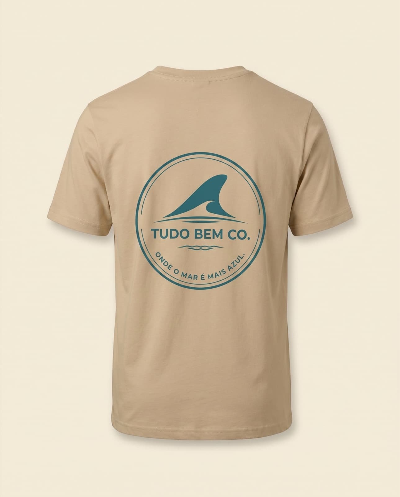Tide Line Tee in sand, front view on a soft neutral background